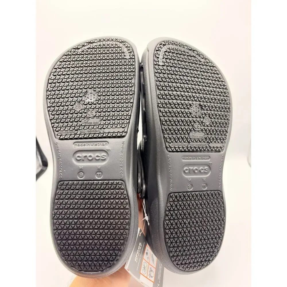 Crocs Bistro Work Clog Sandals Comfort 10075 Unisex Black M9 W11 NWT